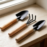 3-Piece Mini Wood Handle Trowel Rake Shovel Set