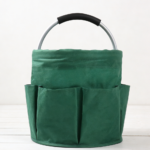 Green Foldable Canvas Garden Bag 6 Pockets