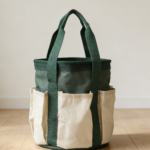 Dark Green Waterproof Canvas Garden Bag with Pockets