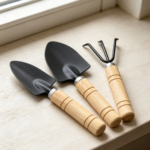 3-Piece Iron & Wood Trowel Shovel Rake Set