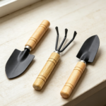 3-Piece Wood Handle Trowel Transplanter Rake Set