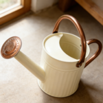 Cream Metal Watering Can Removable Spout