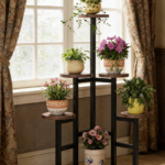 6-Tier Corner Plant Shelf Rustic Brown