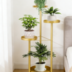 Gold 4-Tier Metal Plant Stand Indoor Outdoor