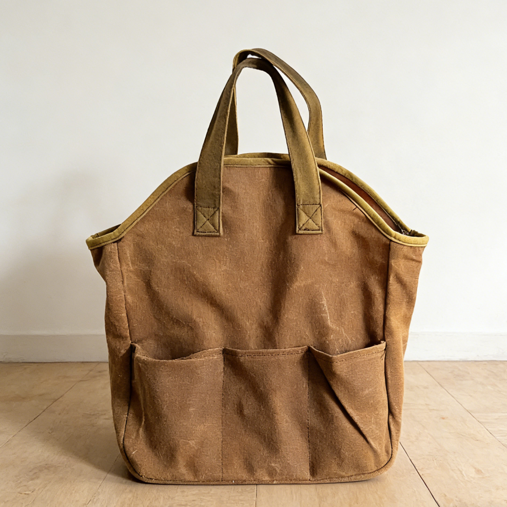 6 Heavy-Duty Waxed Canvas Garden Bag 9 Pockets - Image 1